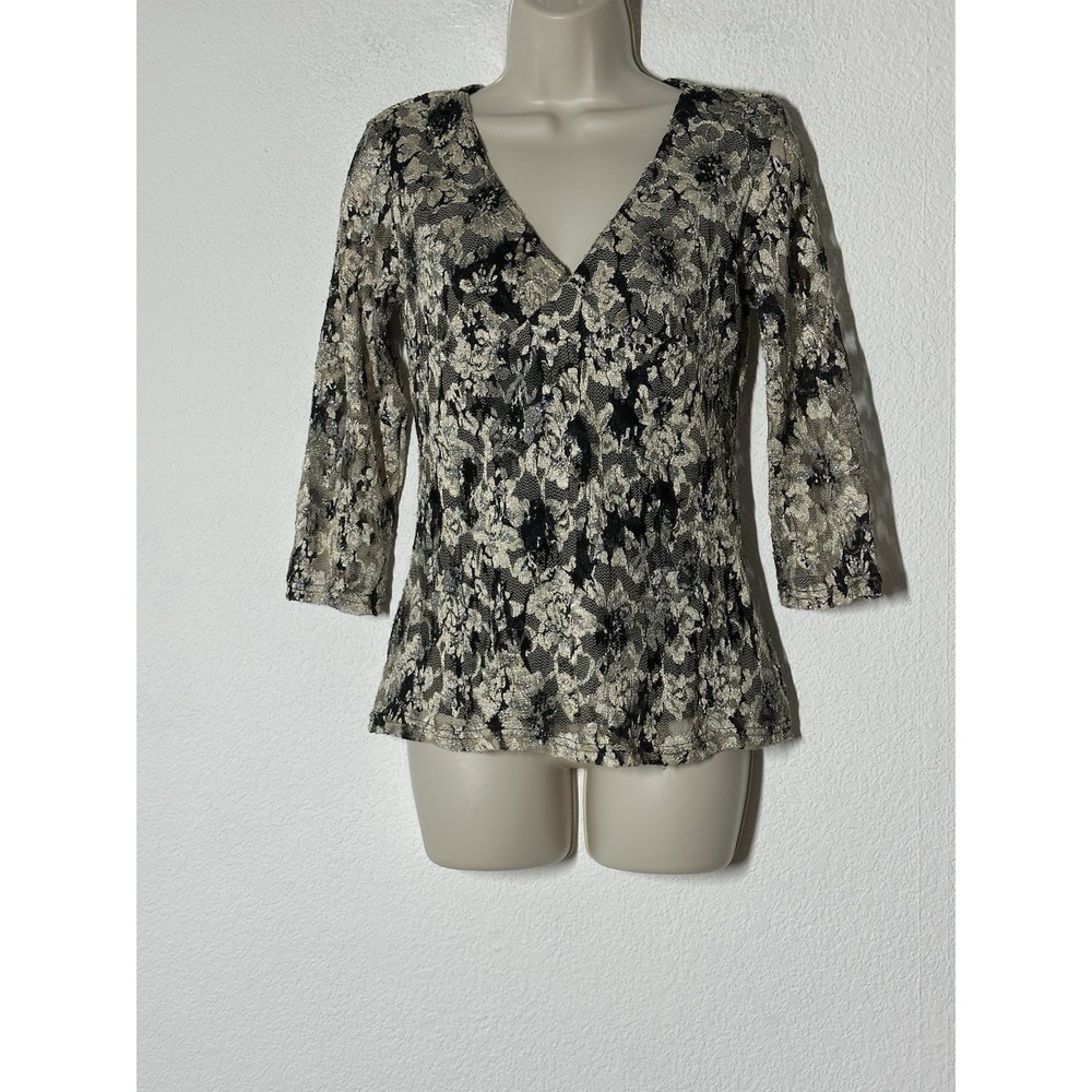 Vintage Wrapper Black Gold Lace Top‎ Shirt Y2K Fairy Whimsigoth Small